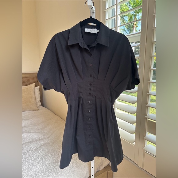 ESQUISE Tobie Mini Shirt Dress Anthropologie Black Size Medium Petite - Picture 4 of 10